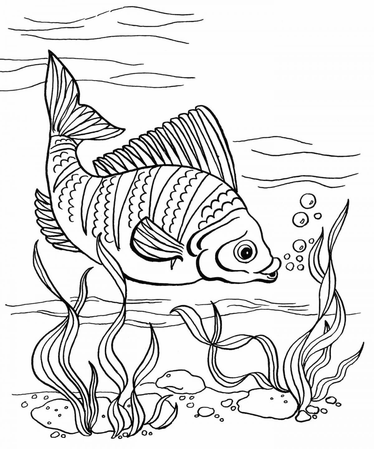 Exciting river fish coloring page