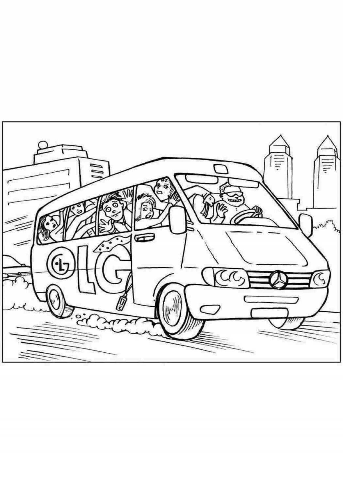 Adorable cars and buses coloring page