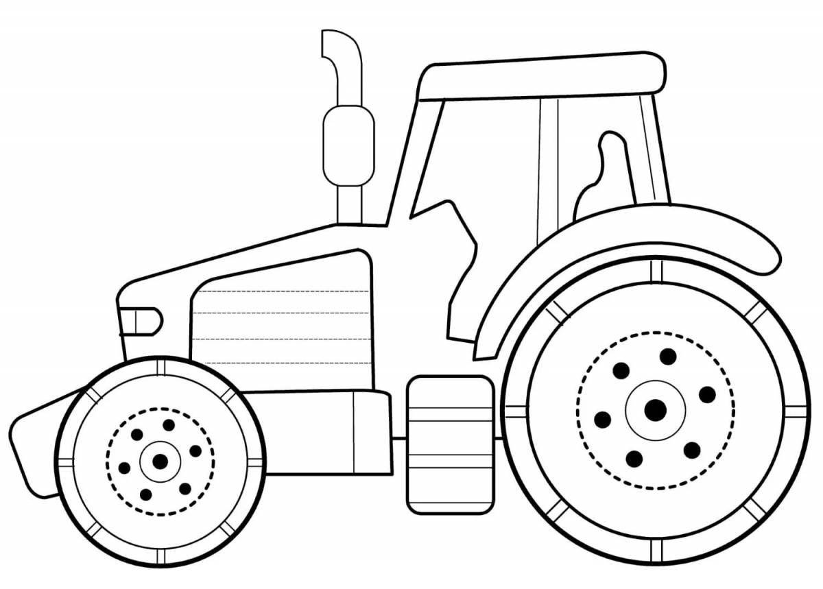 Colorful tractor coloring book for 3-4 year olds