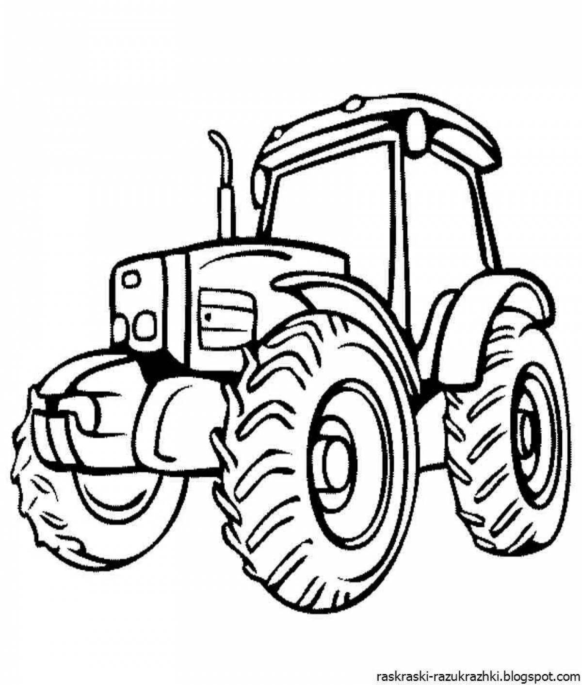 Cute tractor coloring book for 3-4 year olds