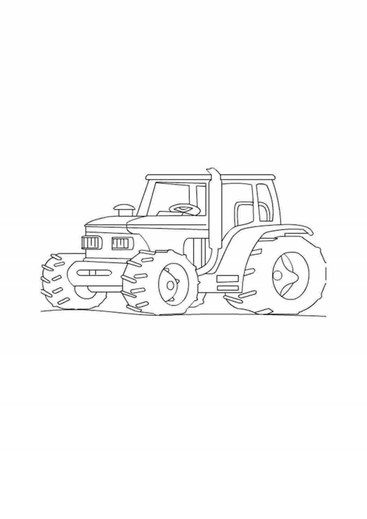 Coloring book cute tractor for 3-4 year olds