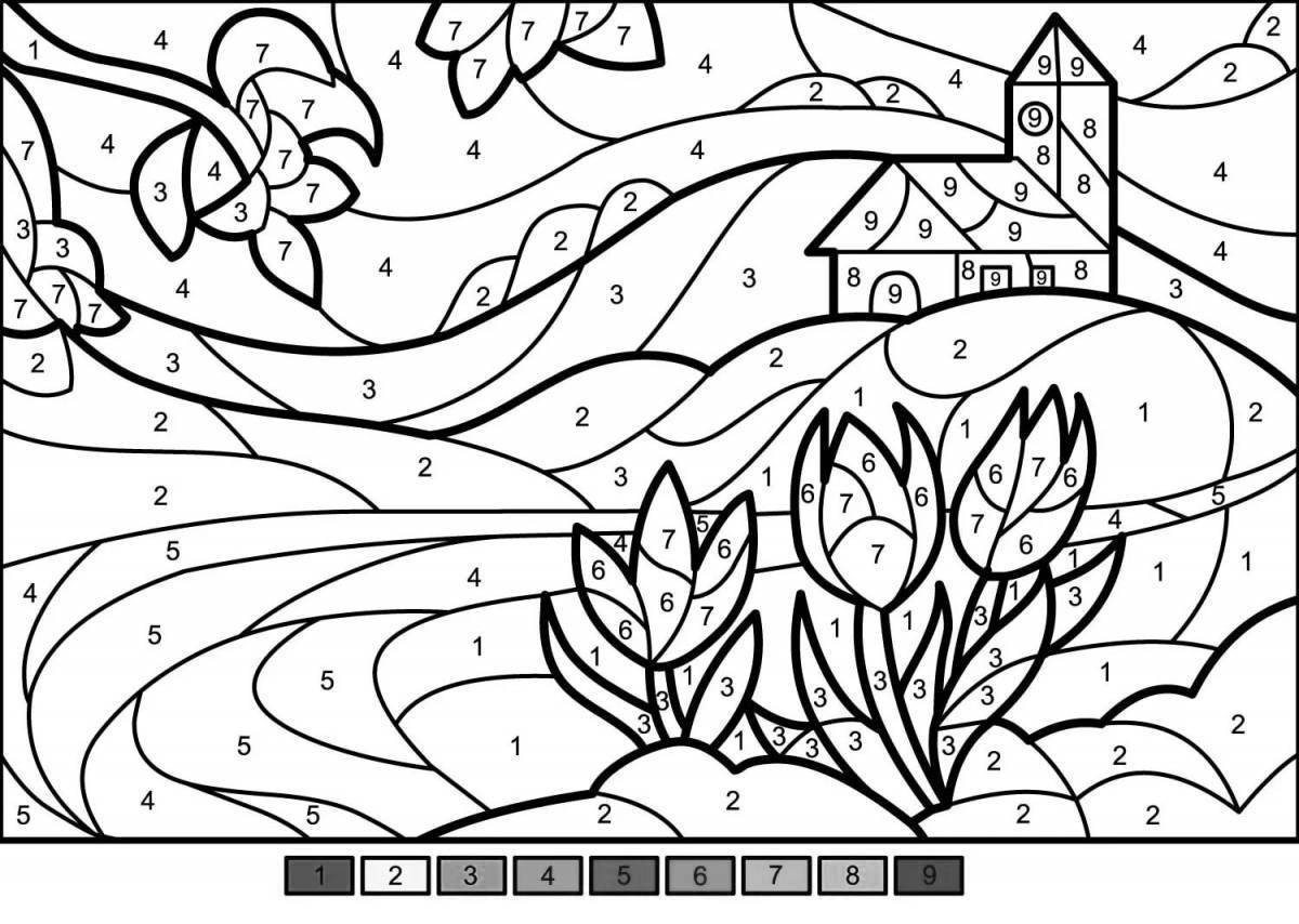 Serene coloring page by numbers for android adult