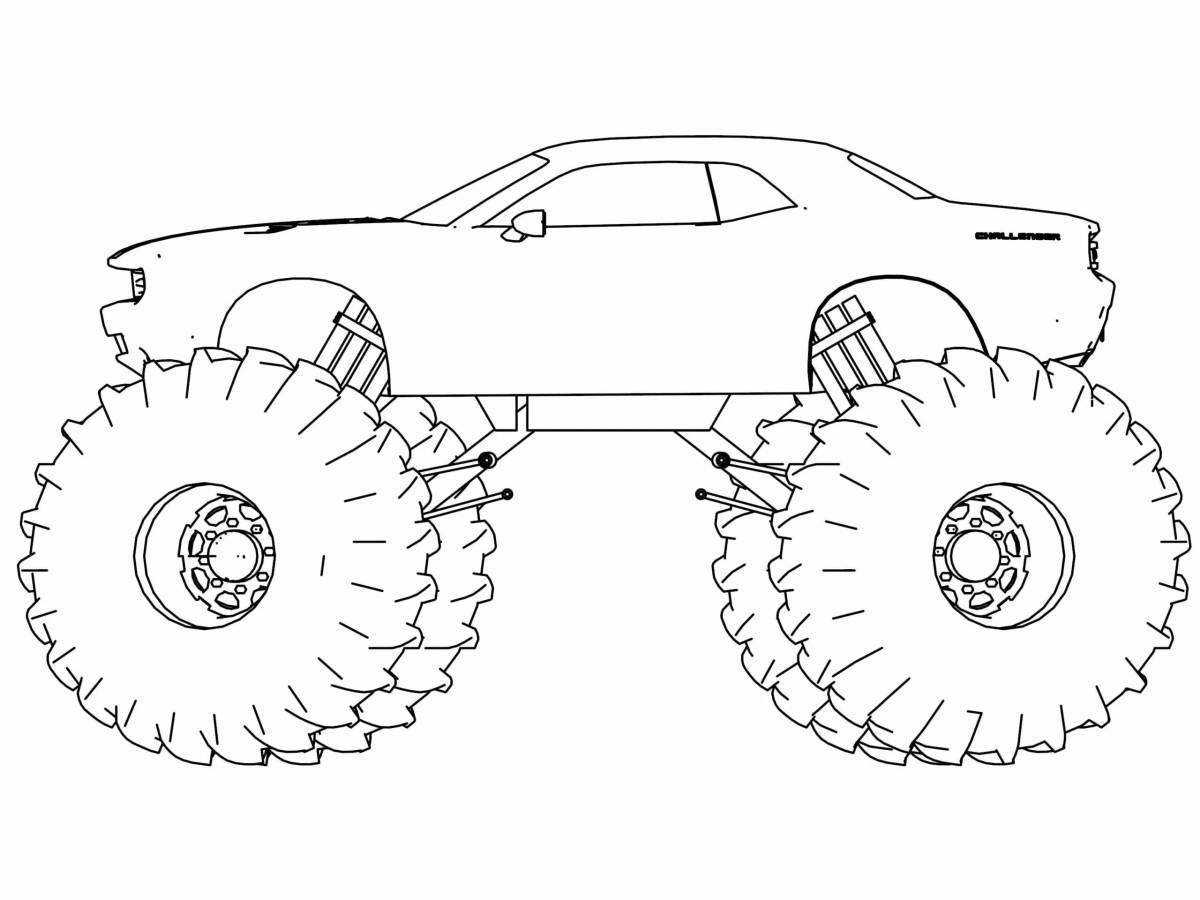 Joyful monster truck coloring page for kids