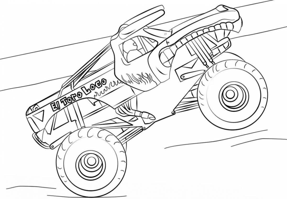 Outstanding monster truck coloring page for kids