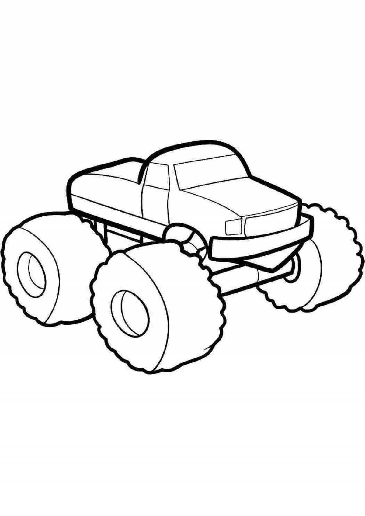 Adorable monster truck coloring book for kids