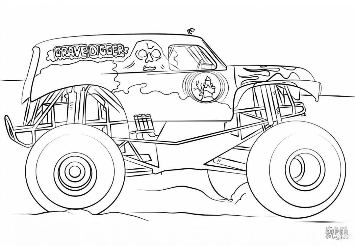 Cool monster truck coloring page for kids