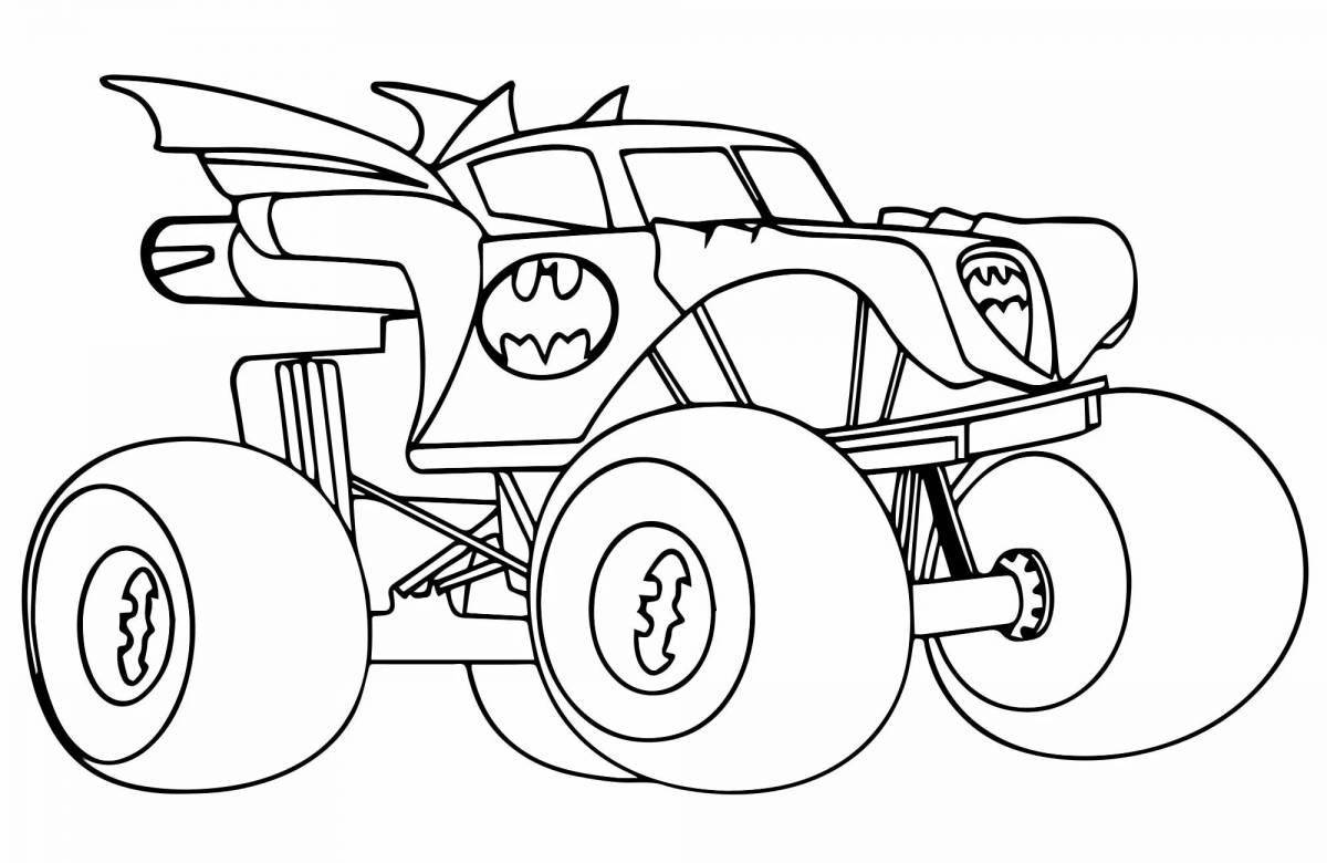 Vibrant monster truck coloring page for 3-4 year olds