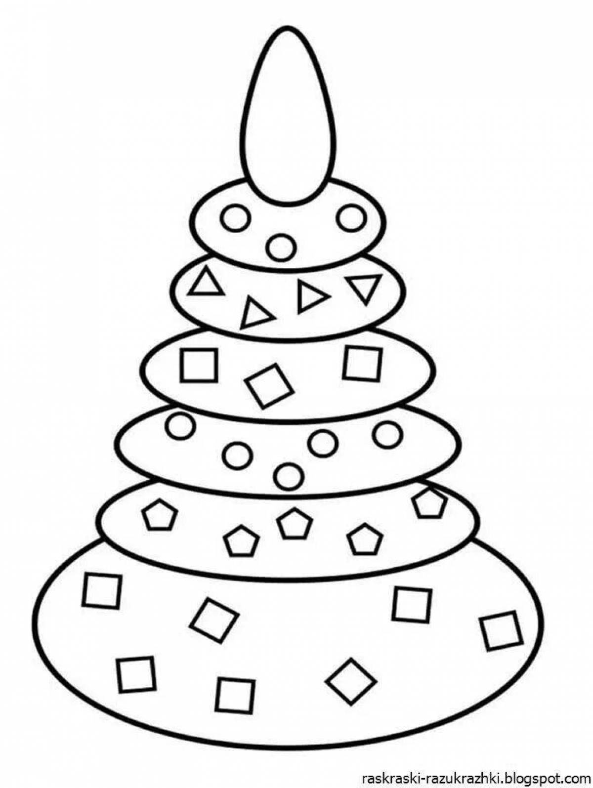 Радостная пирамидка-раскраска для детей 3-4 лет