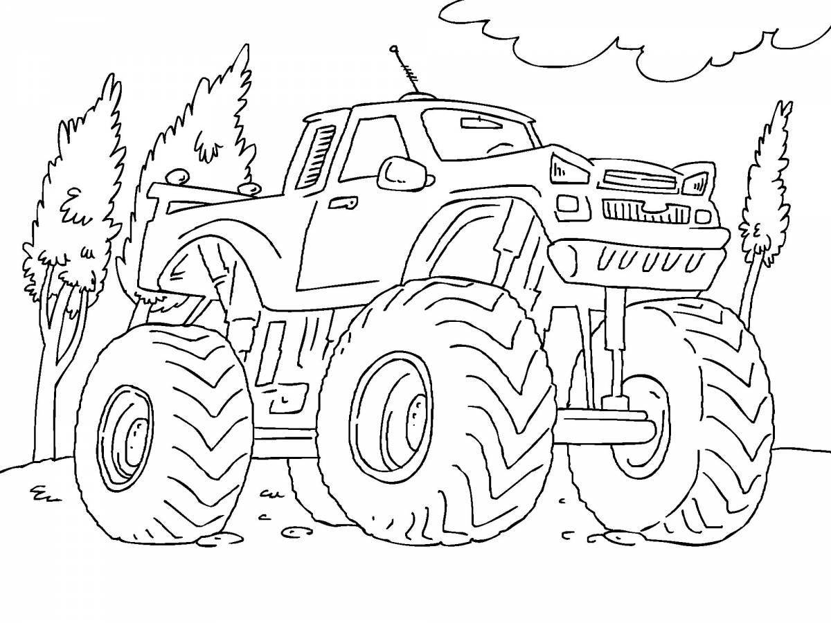 Funny jeep coloring for children 3-4 years old
