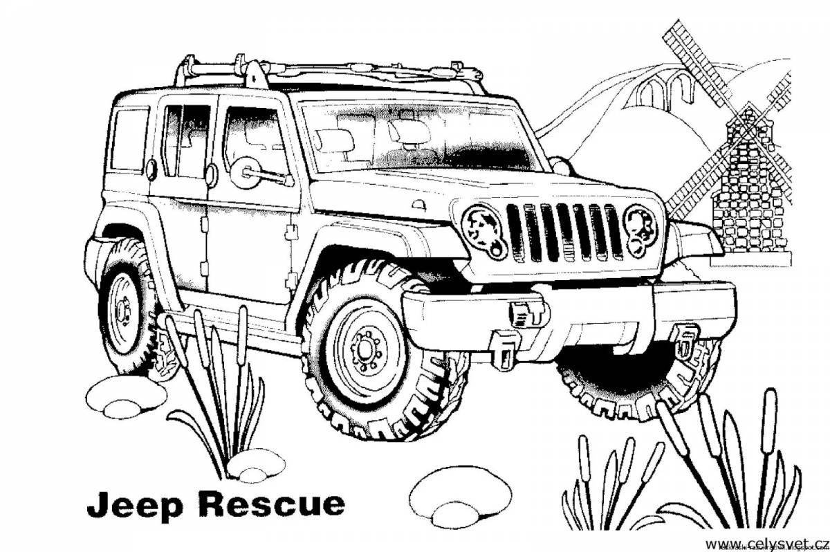 Jeep color-frenzy coloring pages for 3-4 year olds