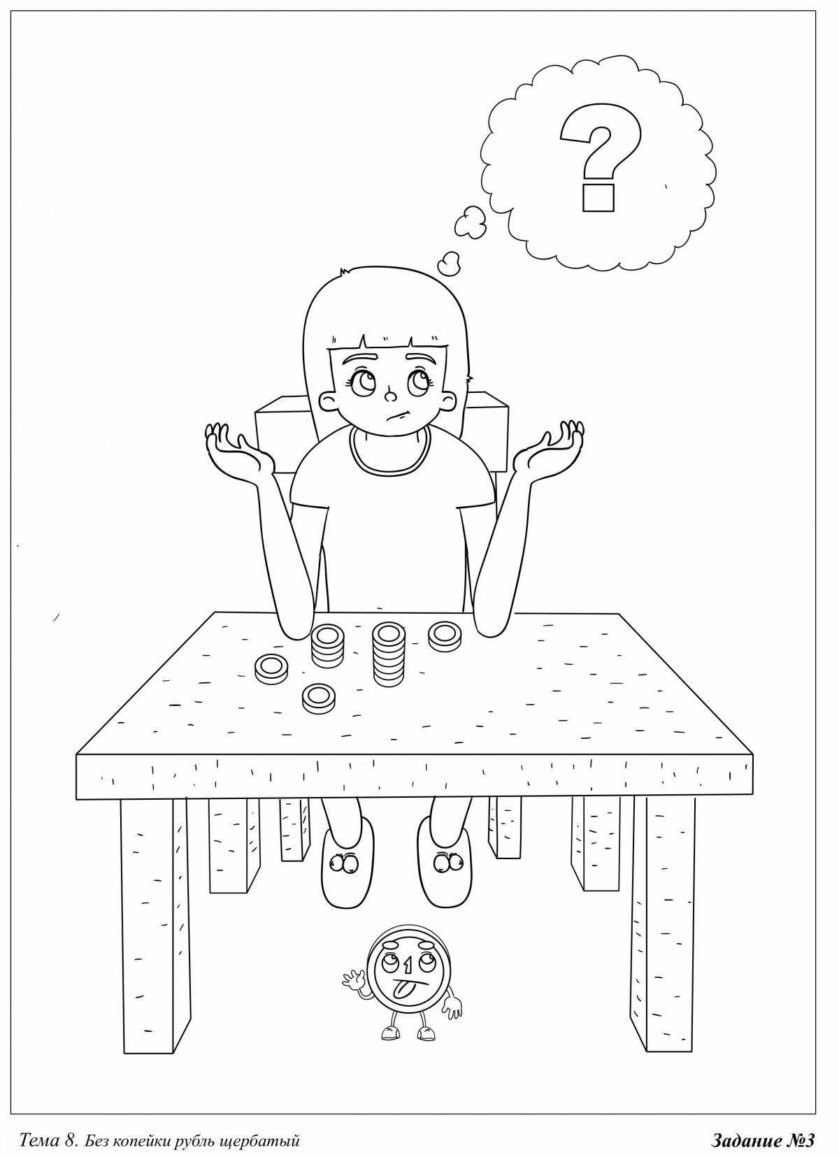 Attractive financial literacy coloring book for preschoolers