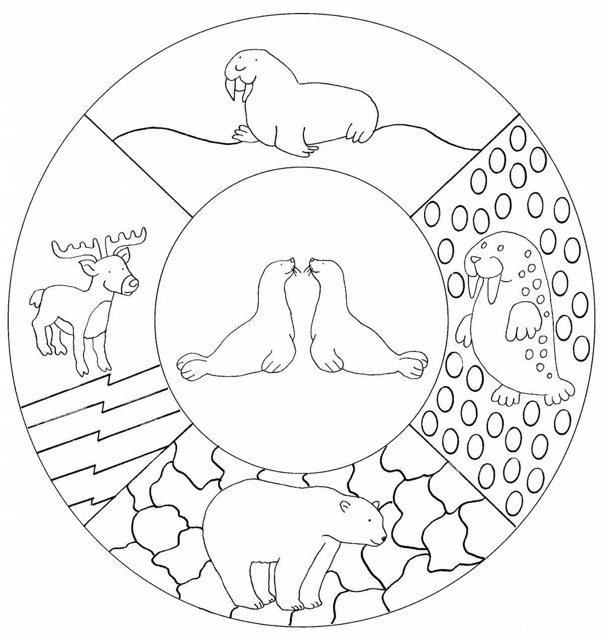 Adorable arctic fox family coloring book