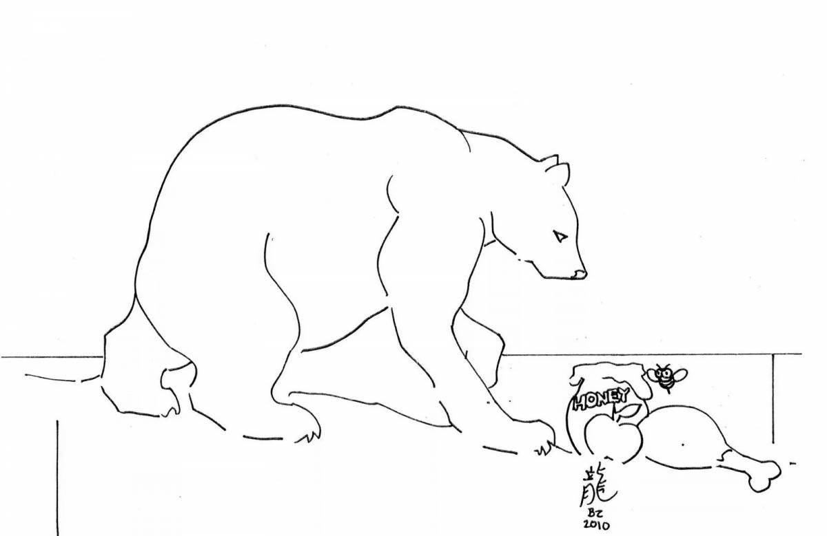 Милый белый медведь-раскраска для детей 6-7 лет