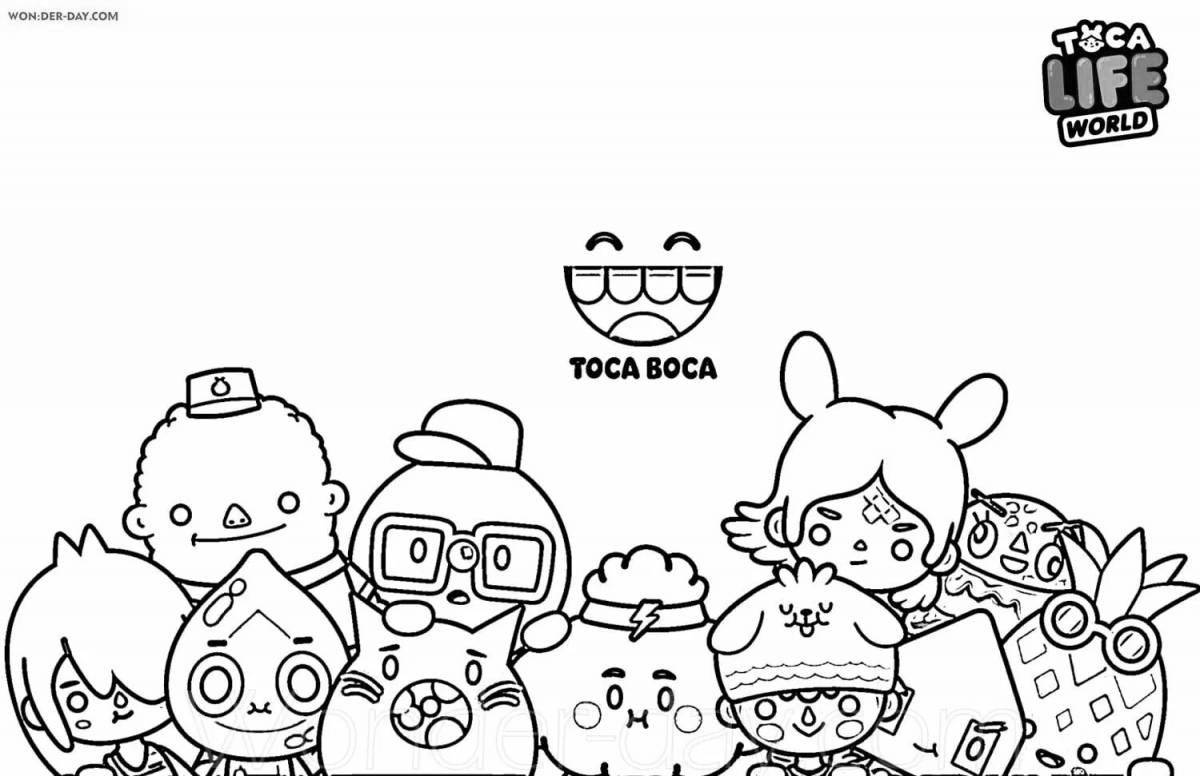 Веселая раскраска toka boca black and white small characters