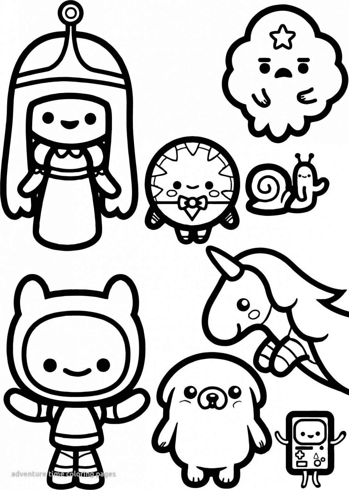 Lively coloring black and white small characters toka boka
