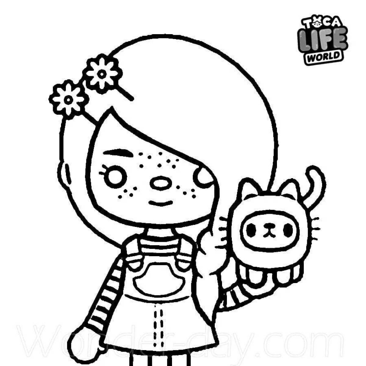 Fun coloring black and white small toka boka characters