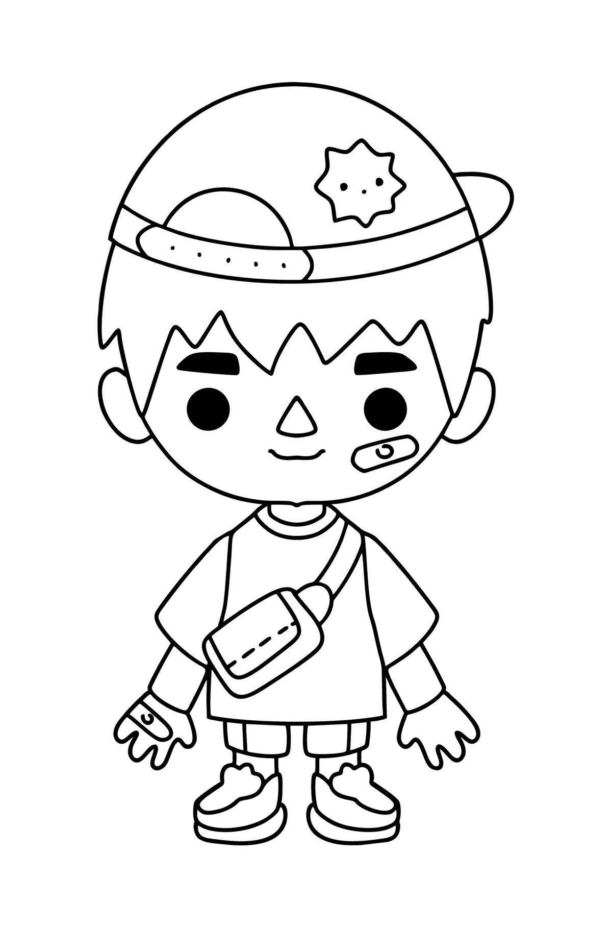 Sweet coloring page of toka boca black and white small characters