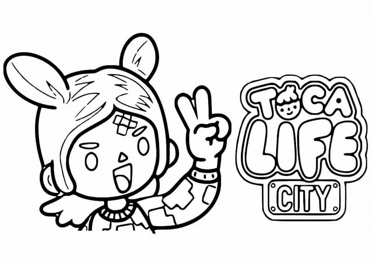 Fun coloring book with black and white little toka boka characters