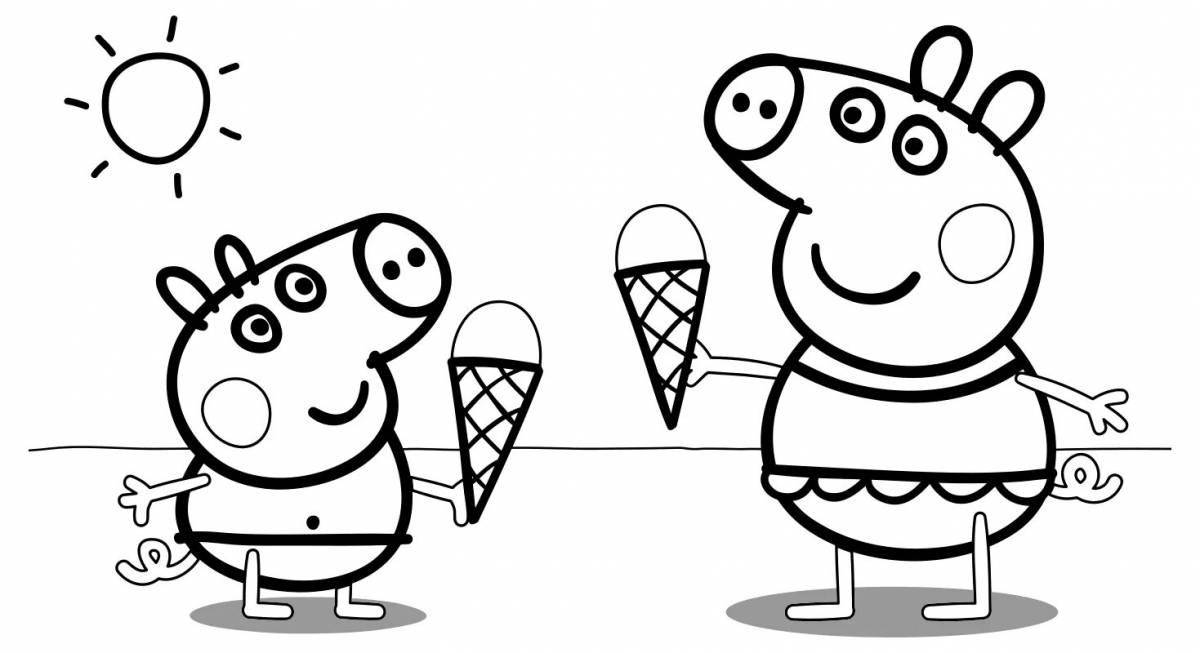 Coloring page rich peppa pig