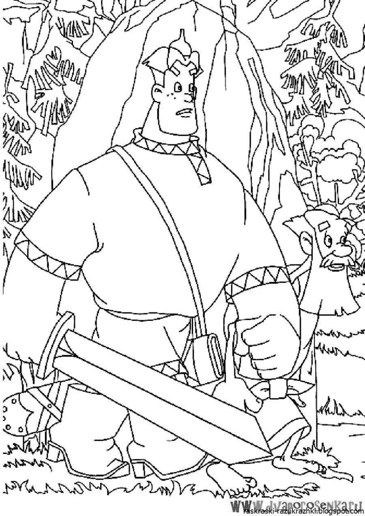 Photo Colorful coloring of Russian heroes