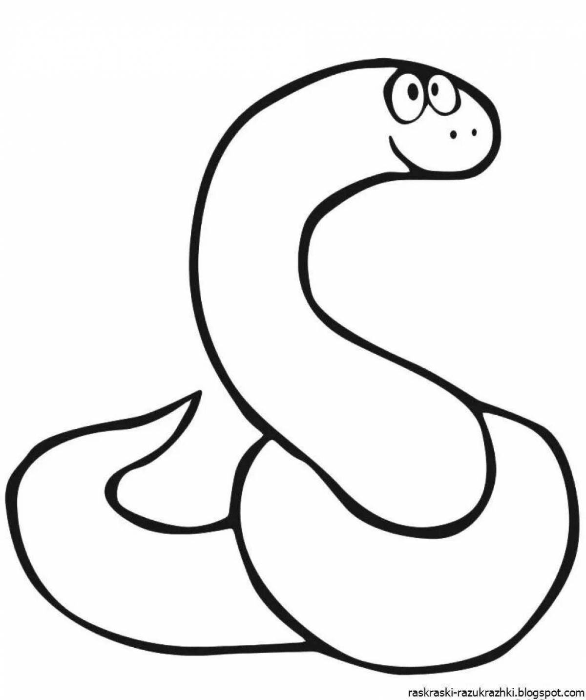 Красочная страница раскраски змеи для детей 3-4 лет