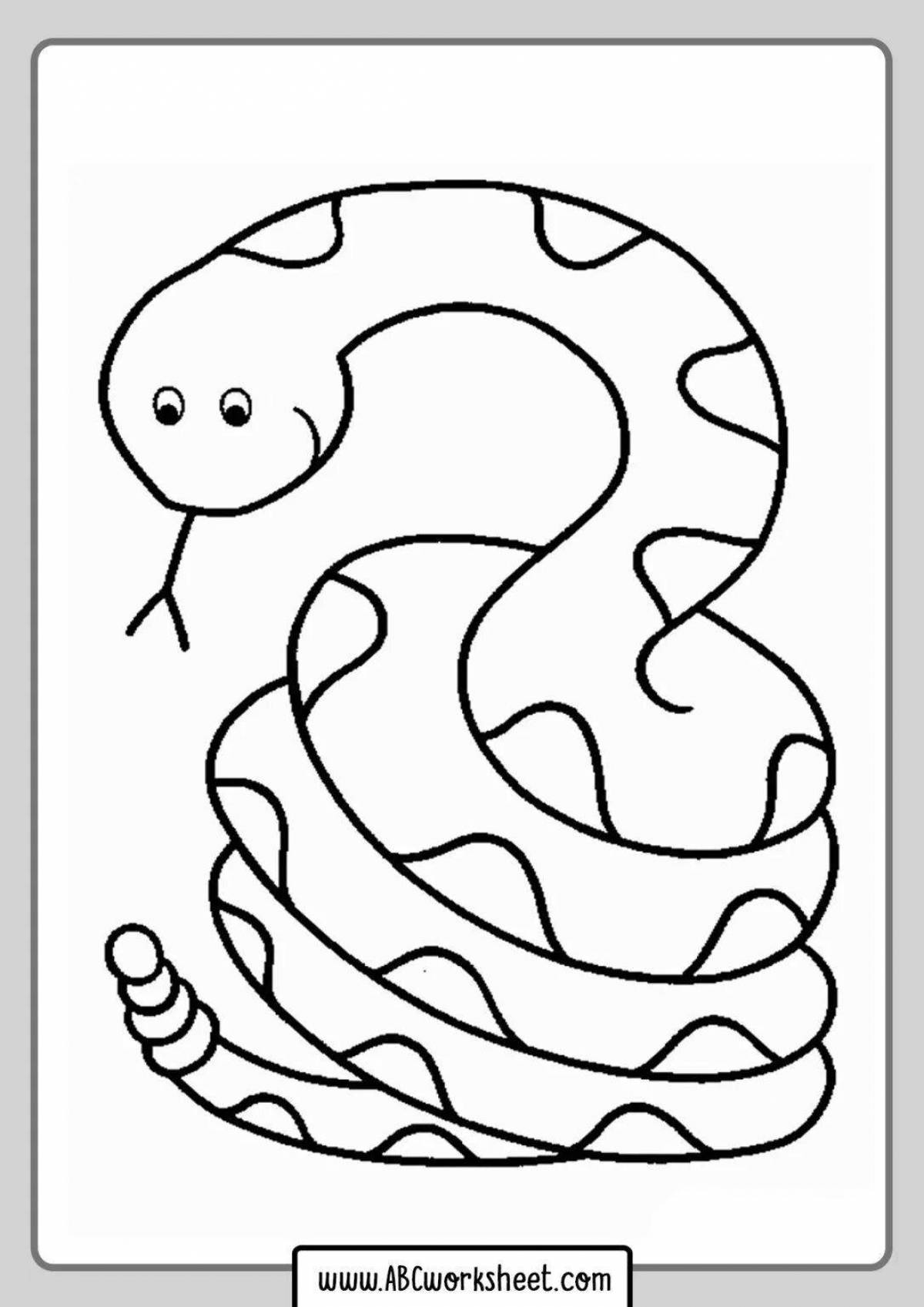 Яркая змея раскраска для детей 3-4 лет