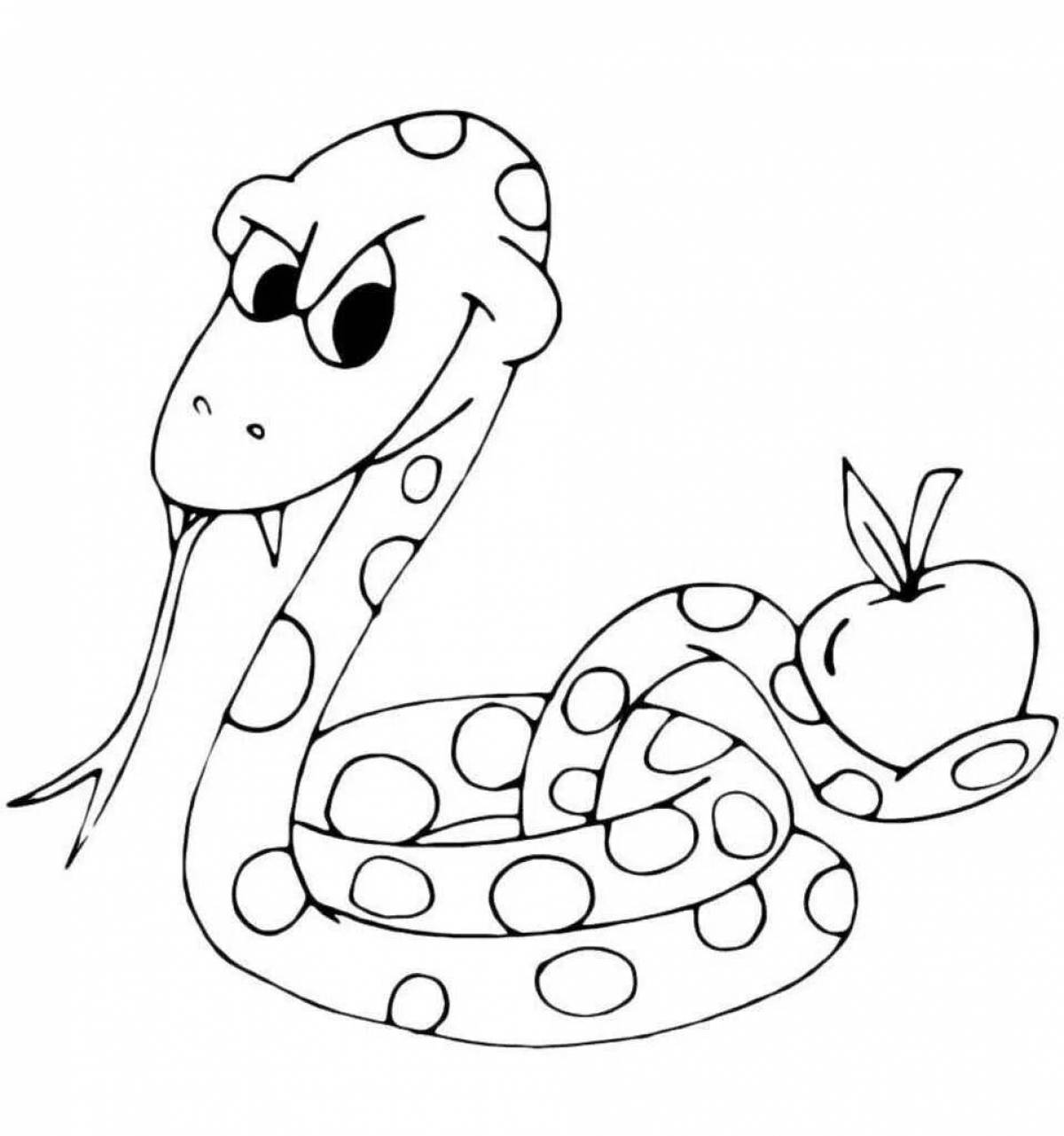 Красочная страница раскраски змей для детей 3-4 лет