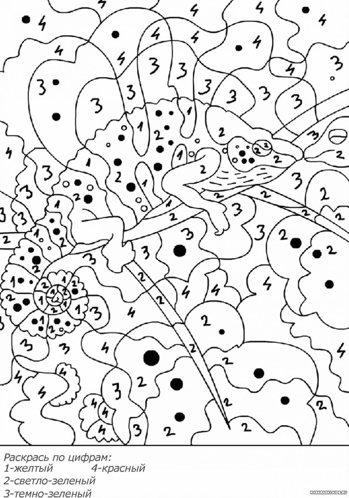 Photo Colourful coloring by numbers for children 8-9 years old