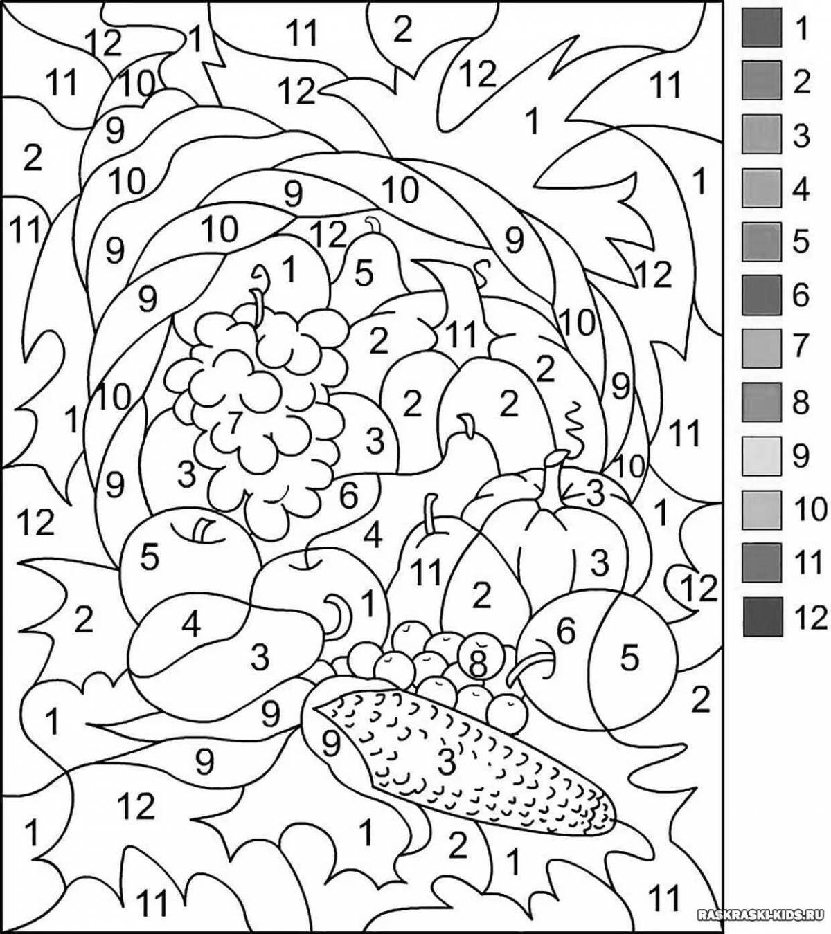 Stimulating coloring by numbers for 8-9 year olds