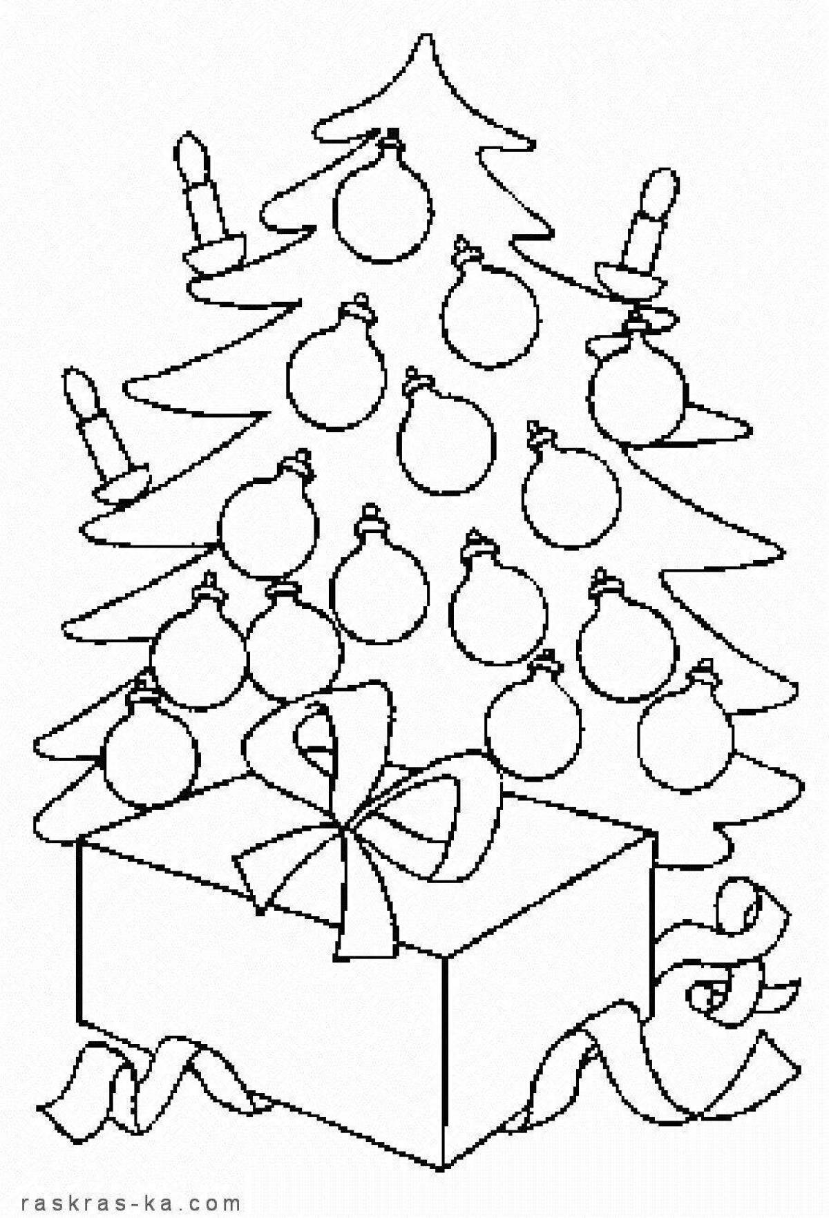Colorful Christmas tree coloring book for children 6-7 years old