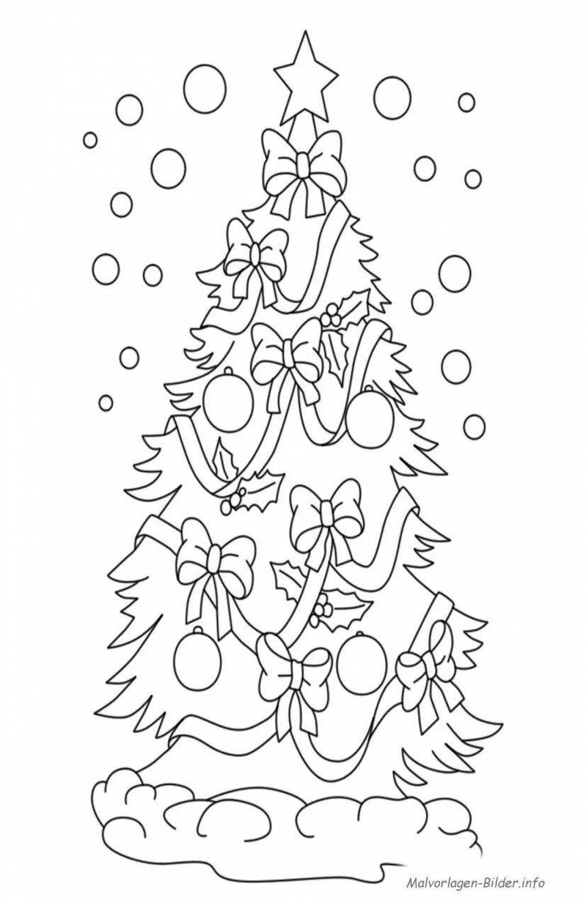 Раскраска «великолепная новогодняя елка» для детей 6-7 лет