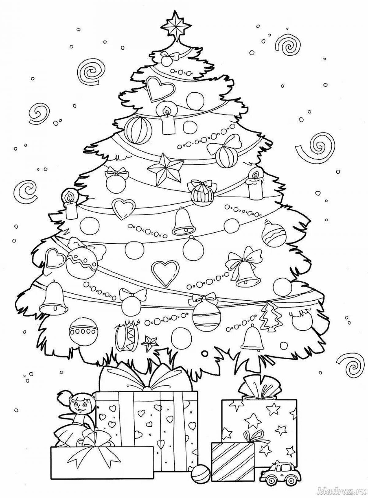Gorgeous Christmas tree coloring book for 6-7 year olds