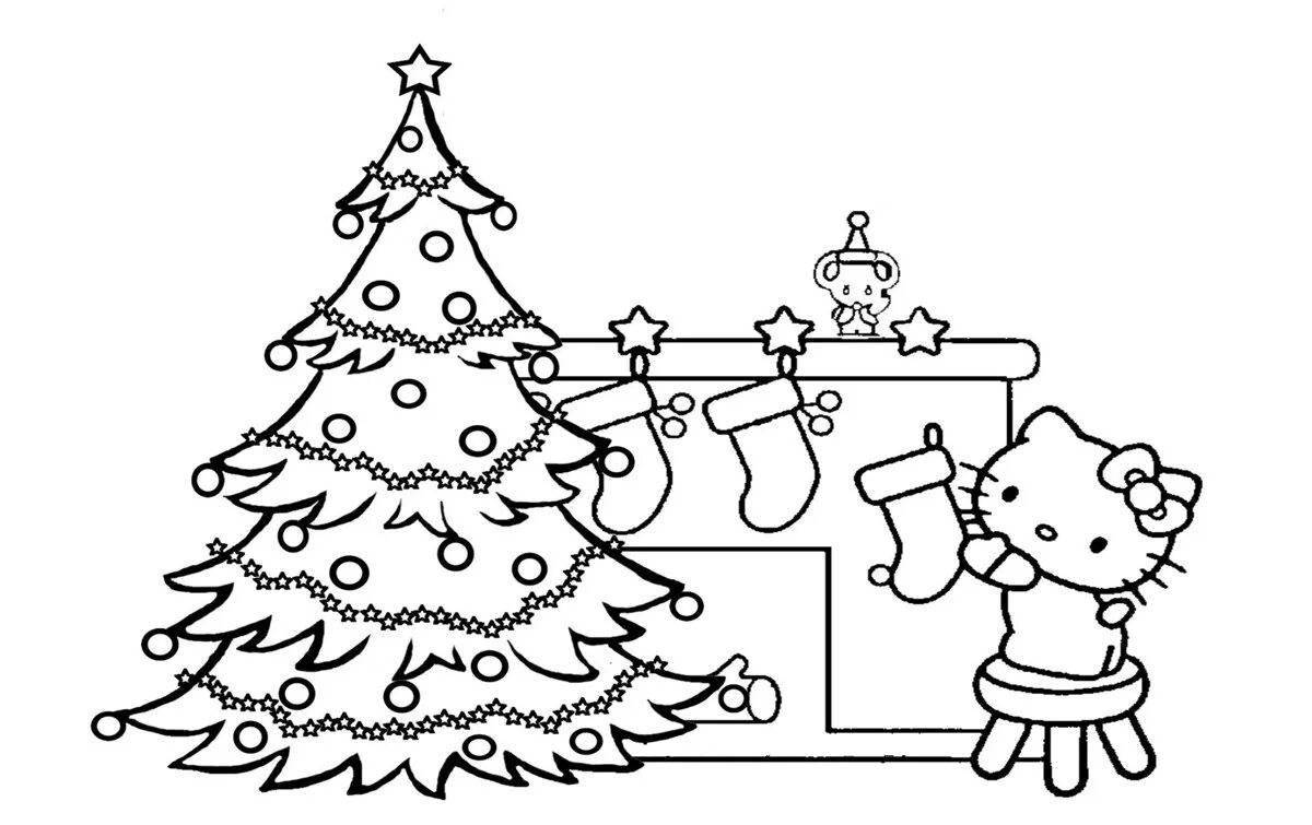 Очаровательная новогодняя елка-раскраска для детей 6-7 лет