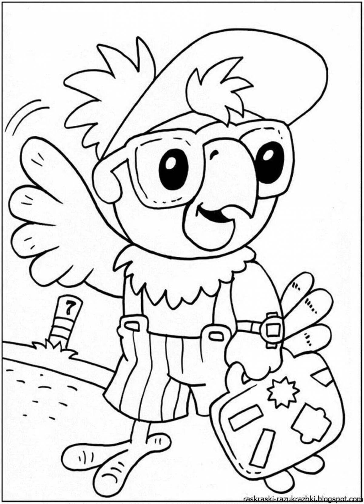 Coloring for cute cartoon characters for 4-5 year olds