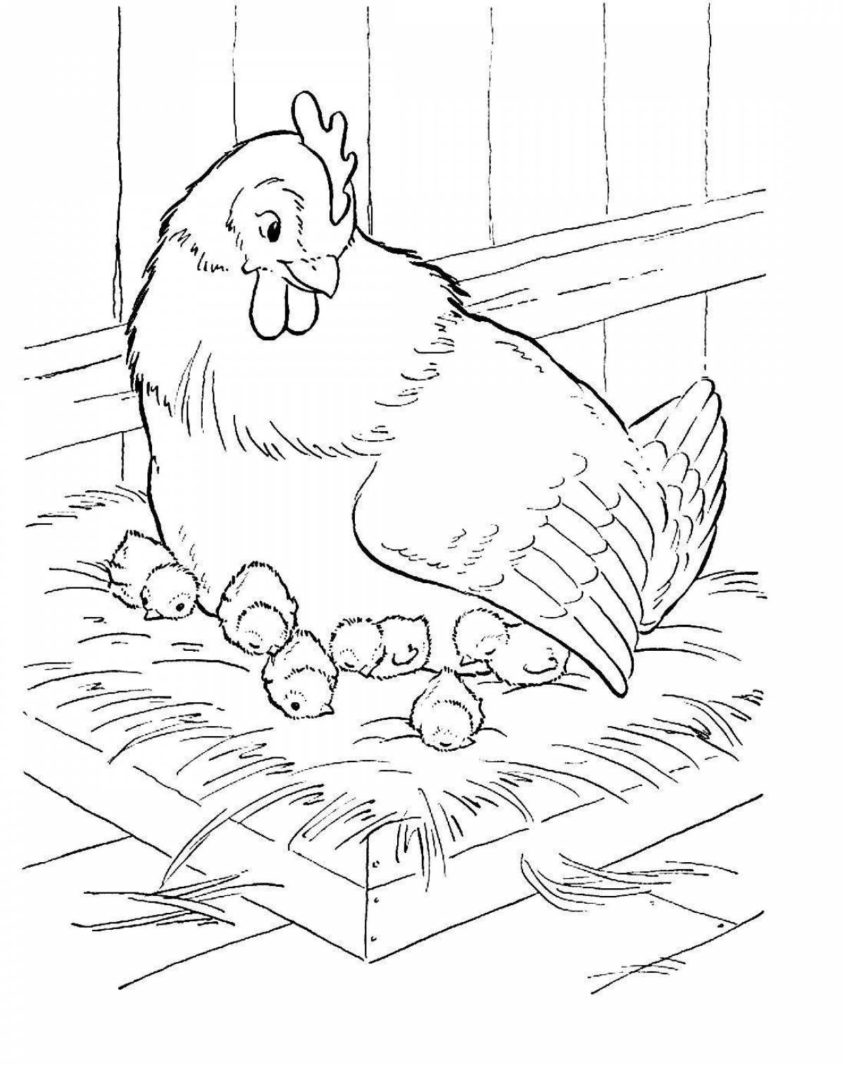 Восхитительная раскраска цыпленок ряба для малышей