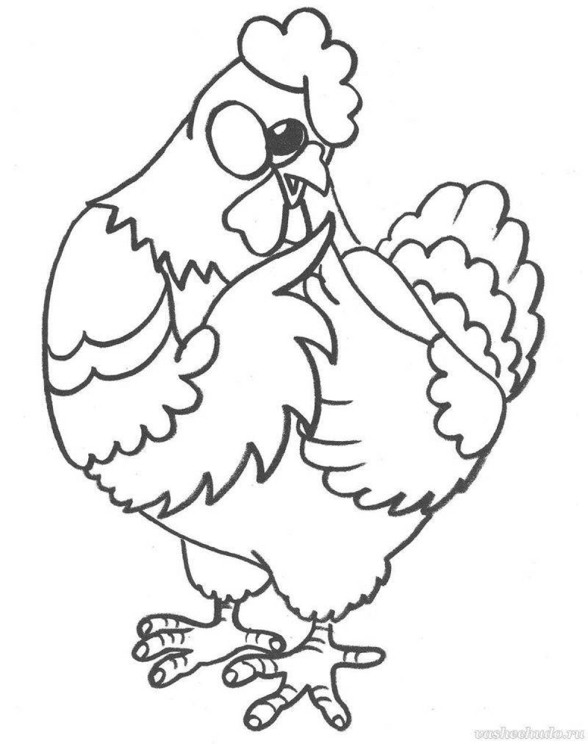 Chicken pockmarked live coloring for kids