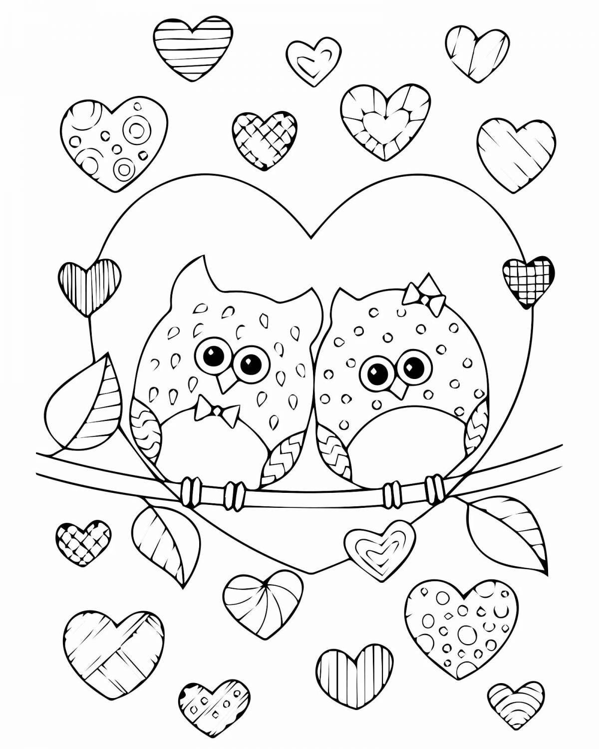 Joyful coloring valentine for February 14th