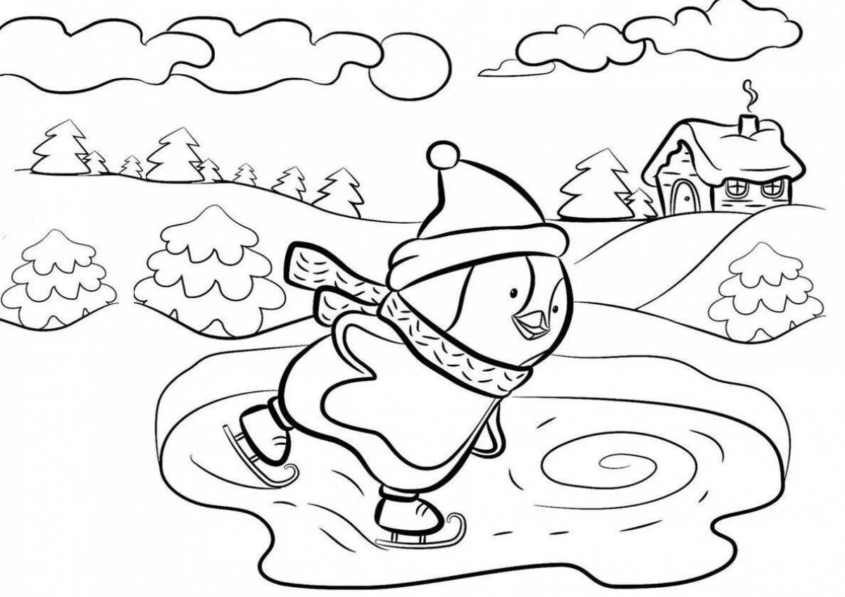 Colorful winter safety coloring pages for preschoolers