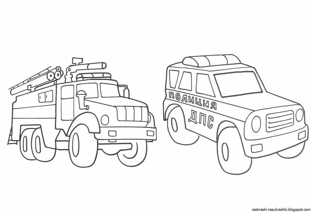 Удивительная страница-раскраска «специальный транспорт» для детей 6-7 лет