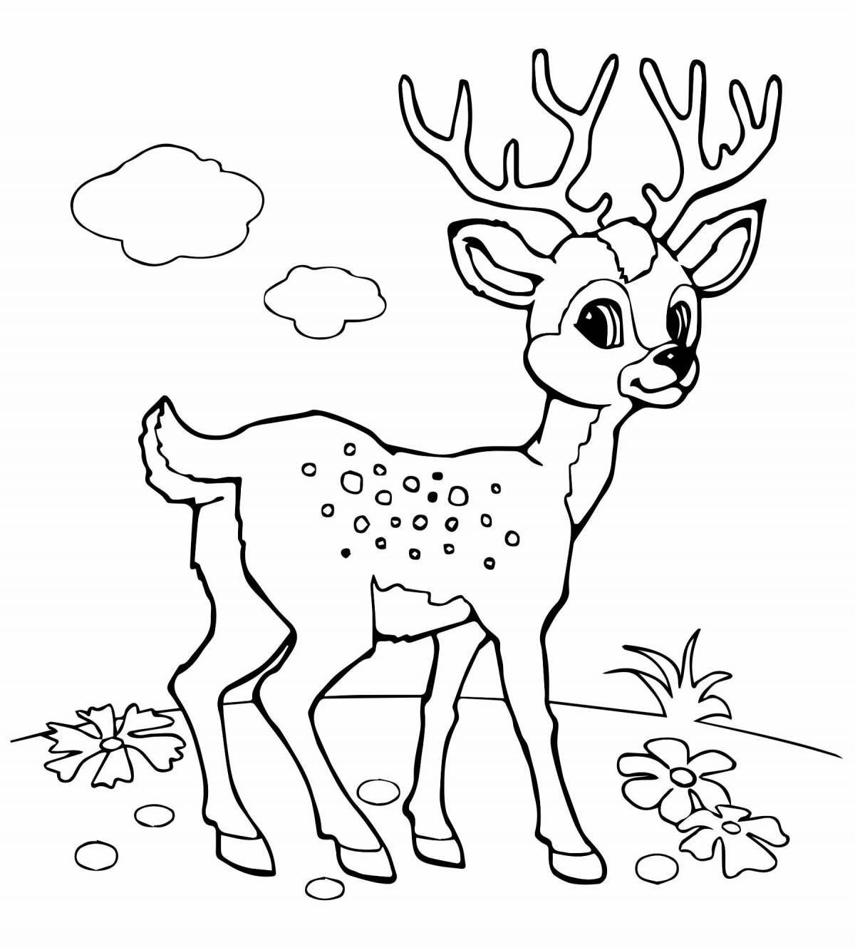 Playful forest animals coloring page for 4-5 year olds