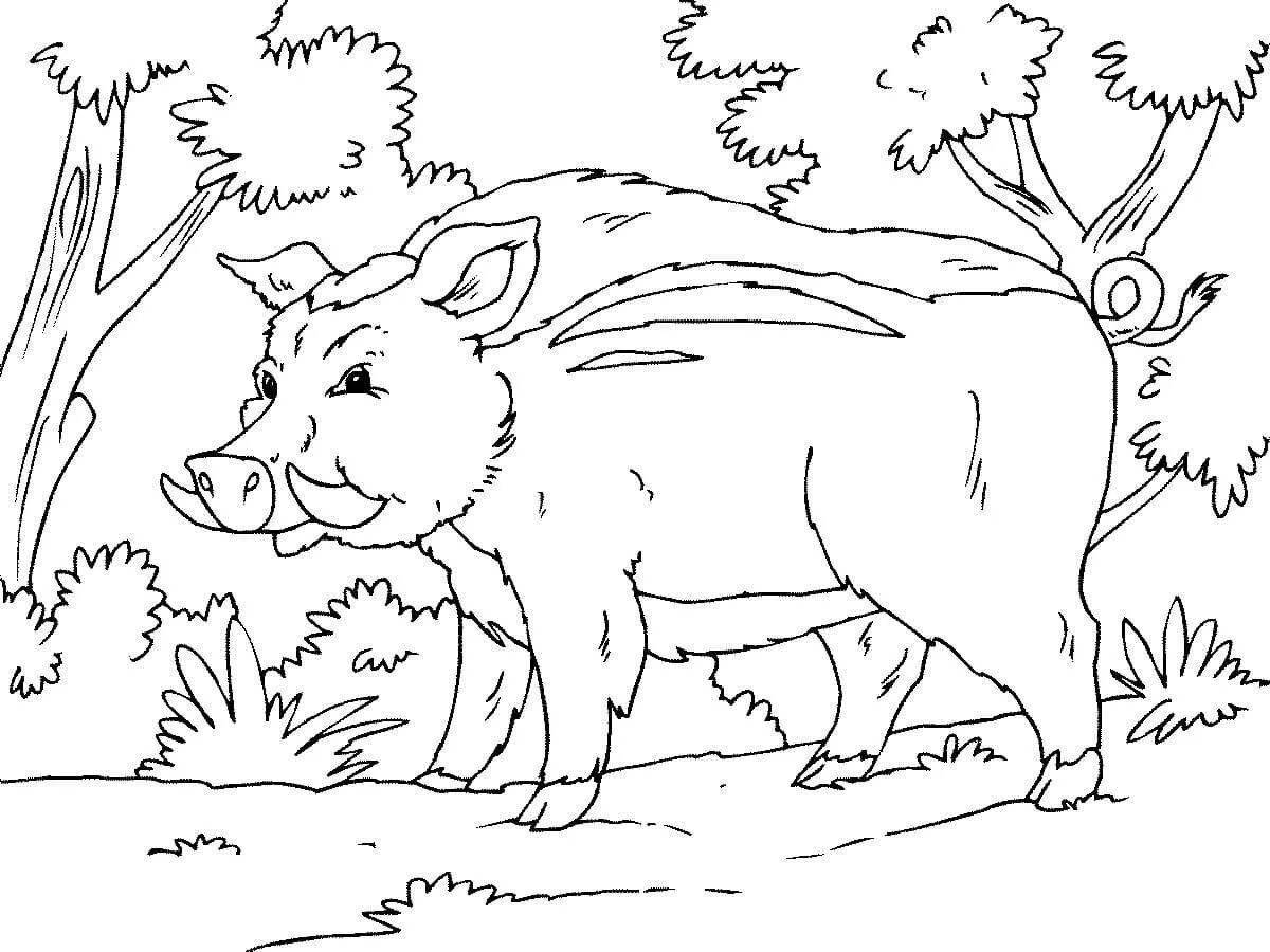 Flowering forest animals coloring book for 4-5 year olds