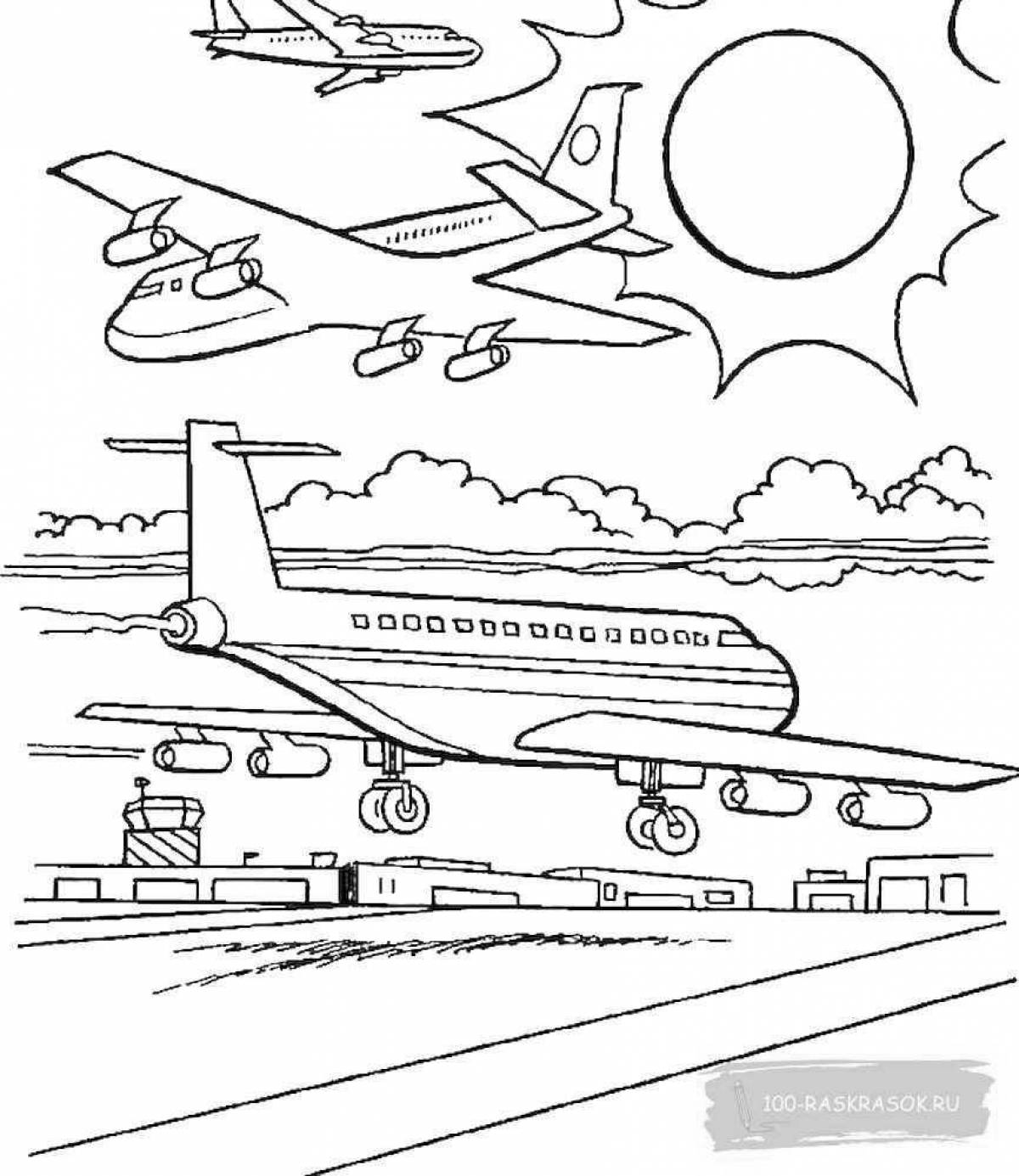 Adorable air transport coloring book for 6-7 year olds