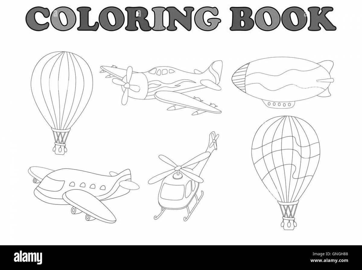 Amazing air transport coloring page for 6-7 year olds