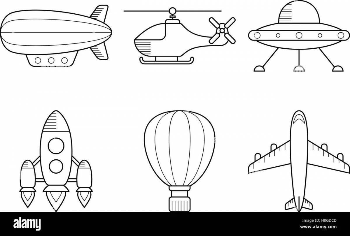 Color-frenzy air transport coloring page for children 6-7 years old