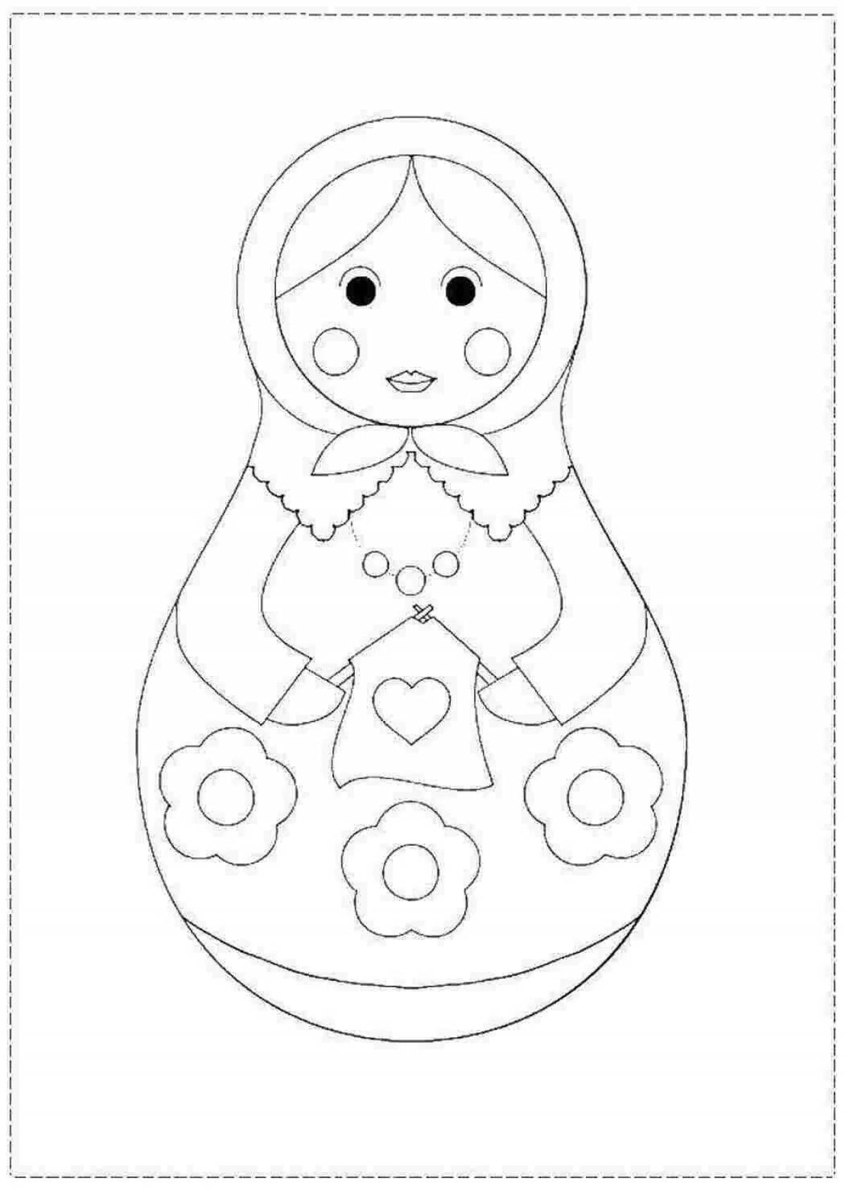 Coloring pages of folk toys for children 3-4 years old