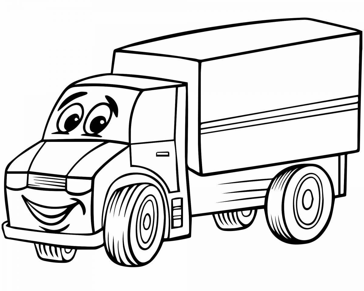 Раскраска очаровательный грузовик для детей 4-5 лет
