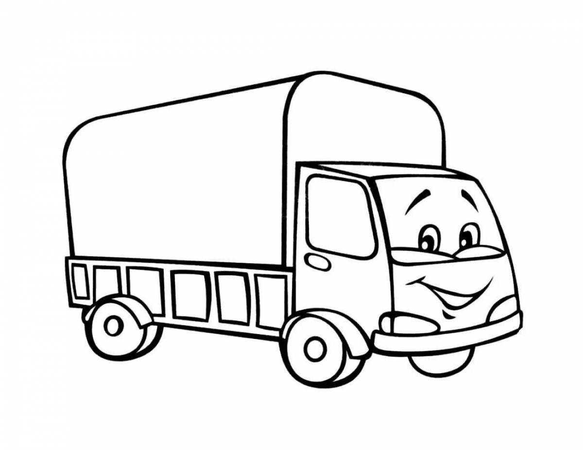 Раскраска очаровательный грузовик для детей 4-5 лет