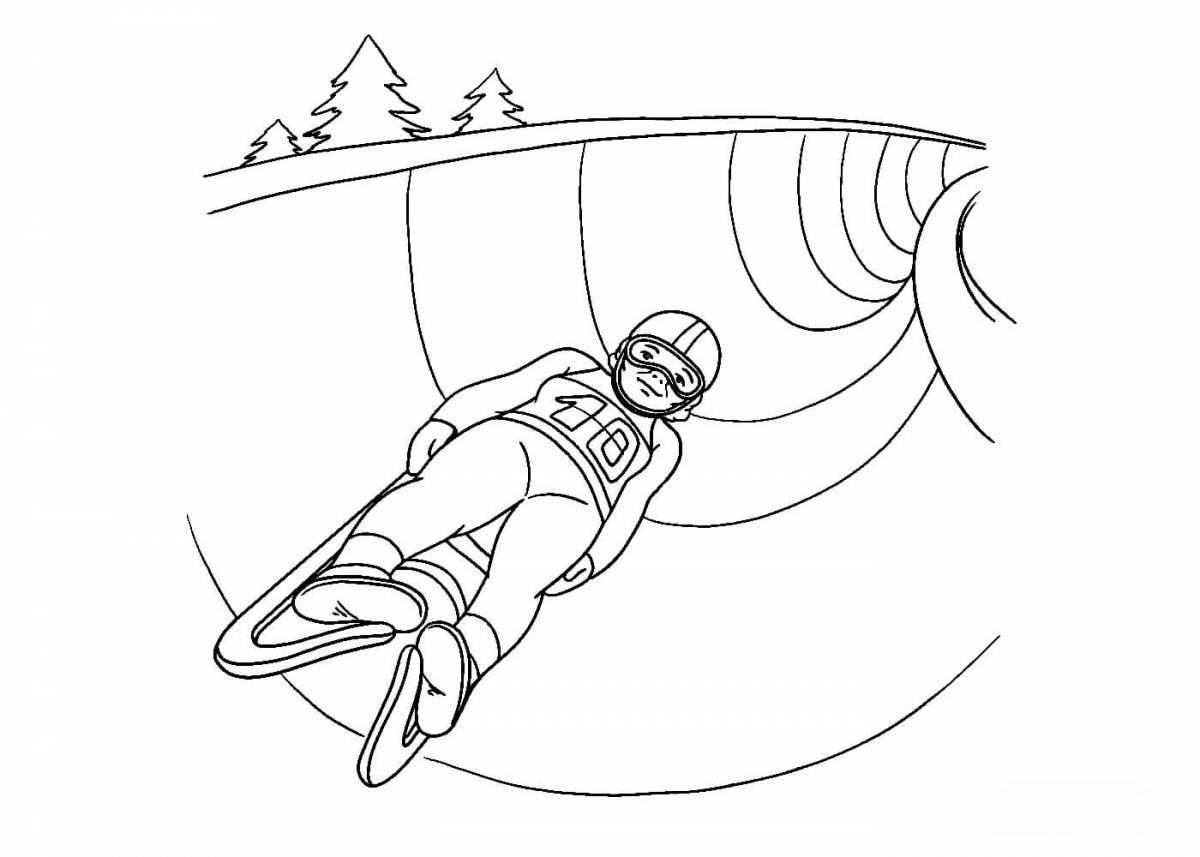 Glitter coloring book winter sports for kids