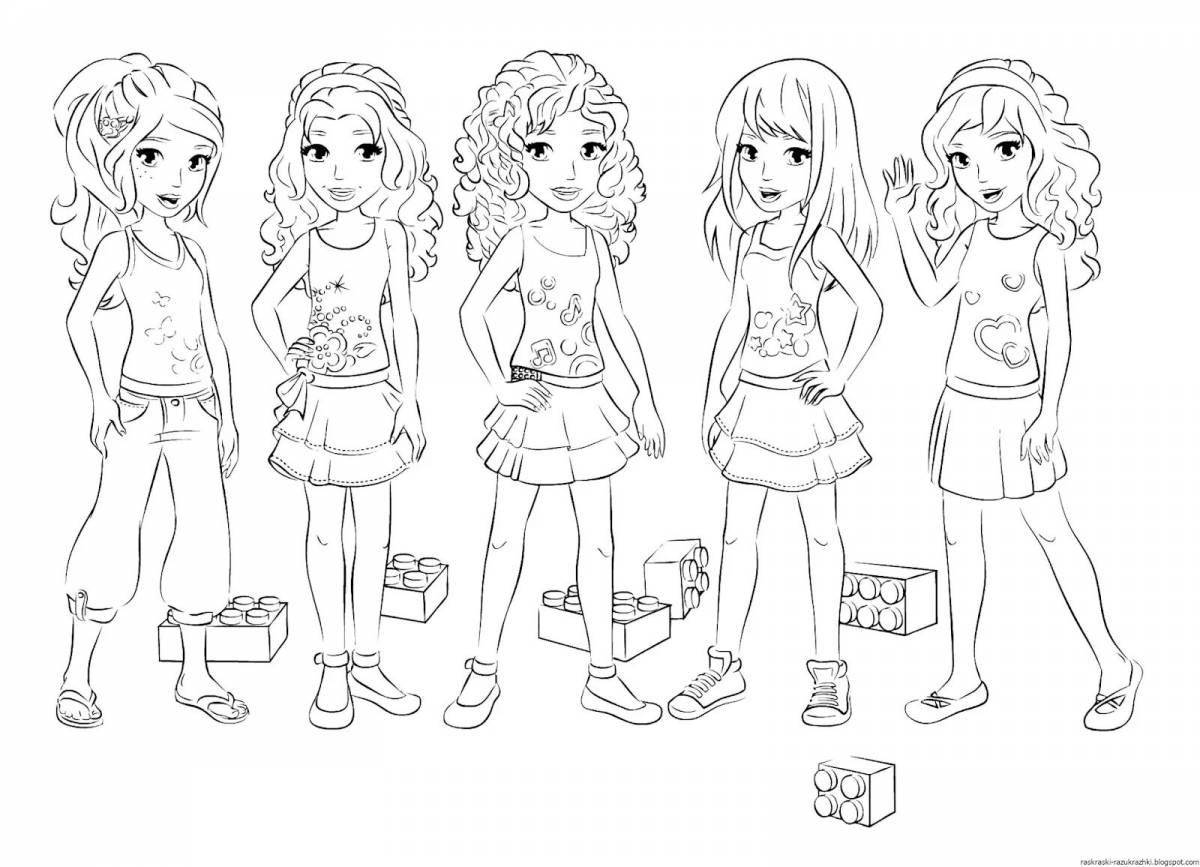 Playful coloring book for girls full sheet