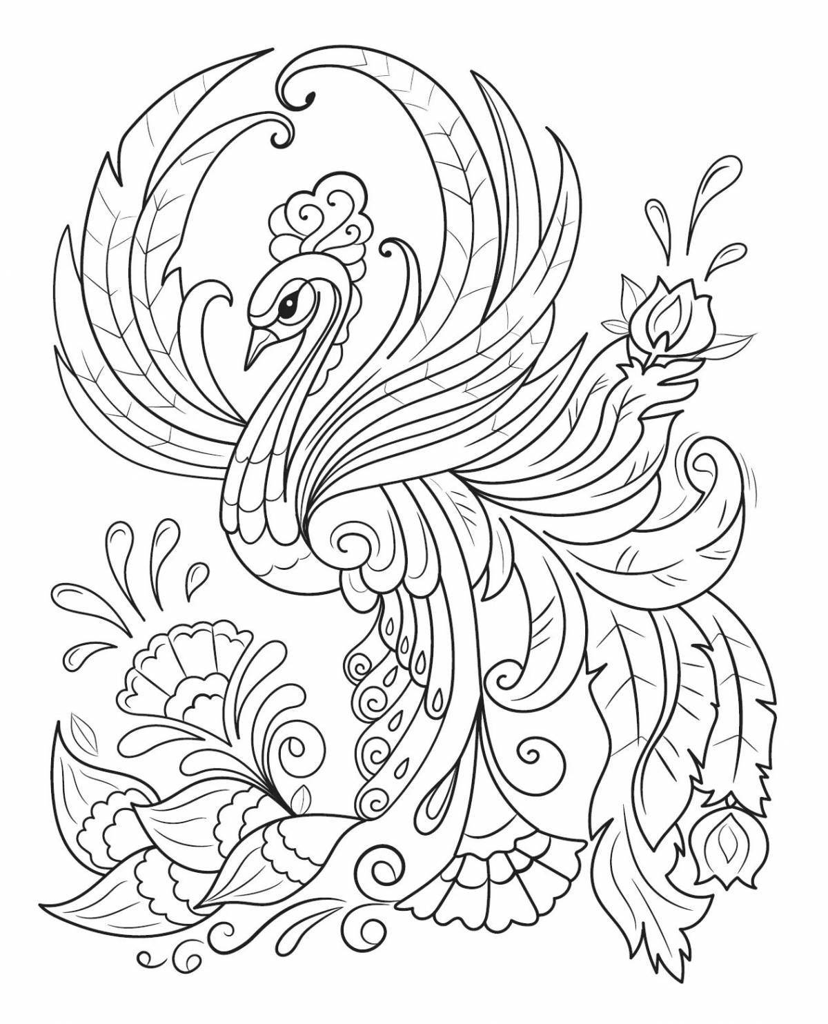 Colorful fire birds coloring page for kids